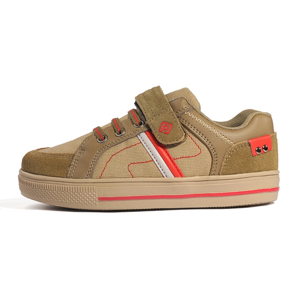 Kids Lightweight Fashion Sneakers - KHAKI BEIGE RED - 1
